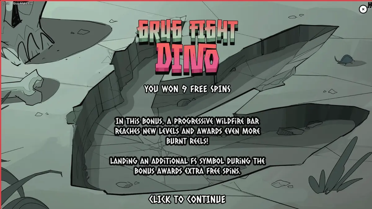 Grug Make Fire slot game featuring a caveman and fiery reels